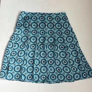Ann Taylor Teal and Black Geometric Silk A-Line Skirt NWT
